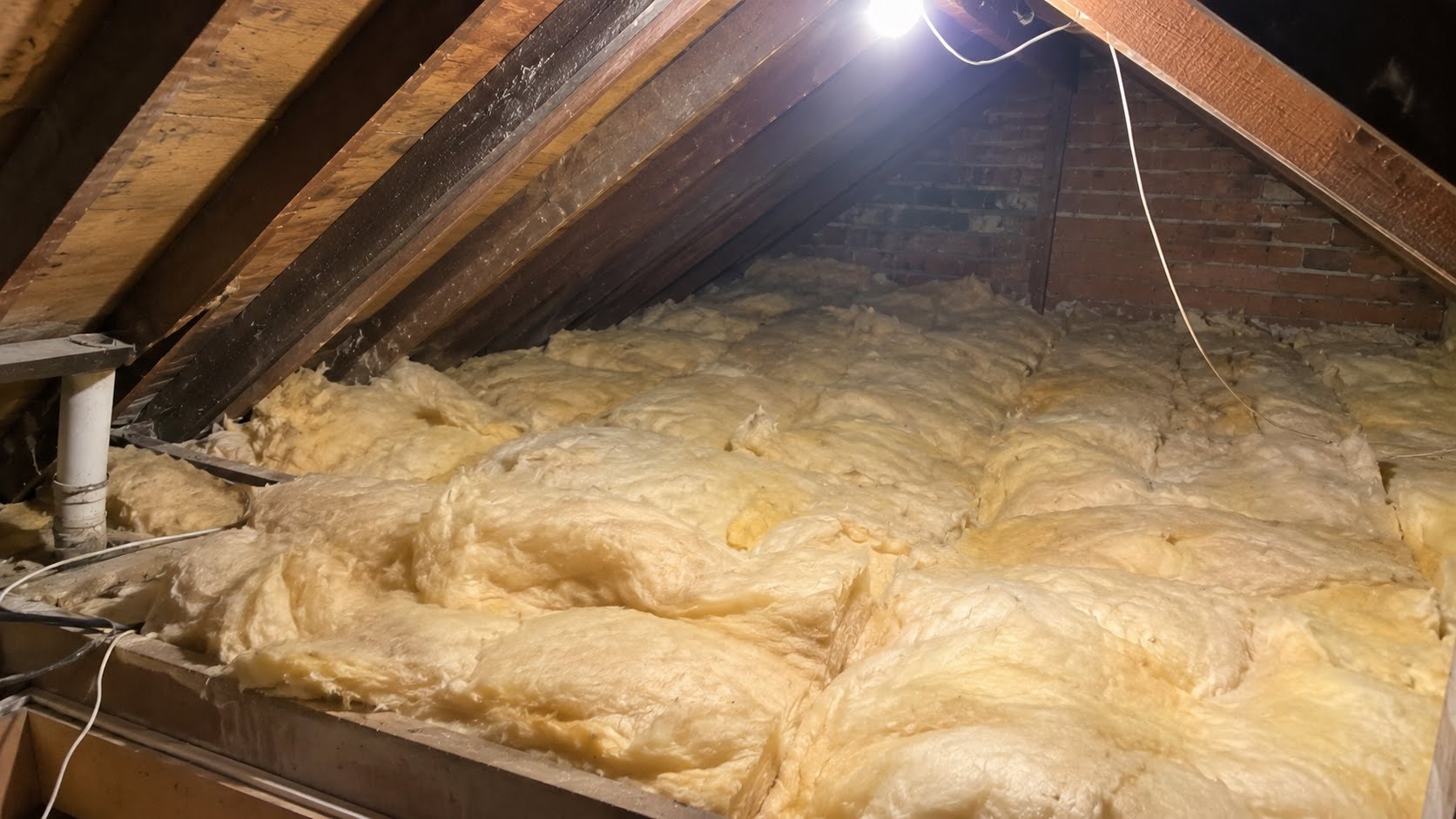 Loft insulation installed across attic floor